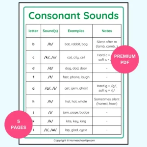 Consonants and Consonant Sounds Printable Consonants and Consonant Sounds Printable