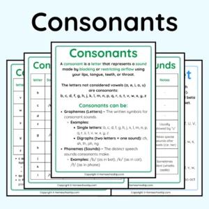 Consonants and Consonant Sounds Printables Consonants and Consonant Sounds Printables