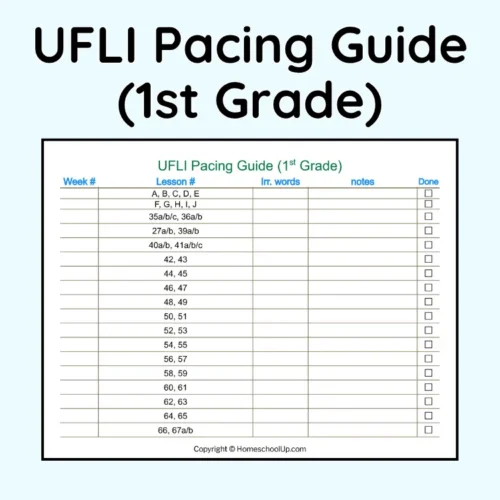 UFLI Pacing Guide (1st Grade)